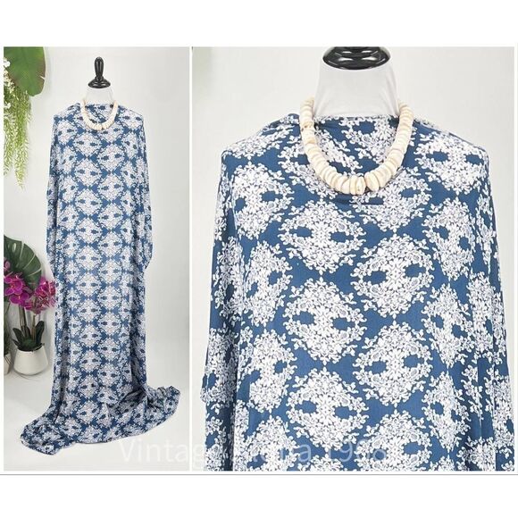 Blue/White Hawaiian Quilt Design MAXI SARONG Kīkepa Pareo Beach Wrap Skirt - Picture 4 of 4